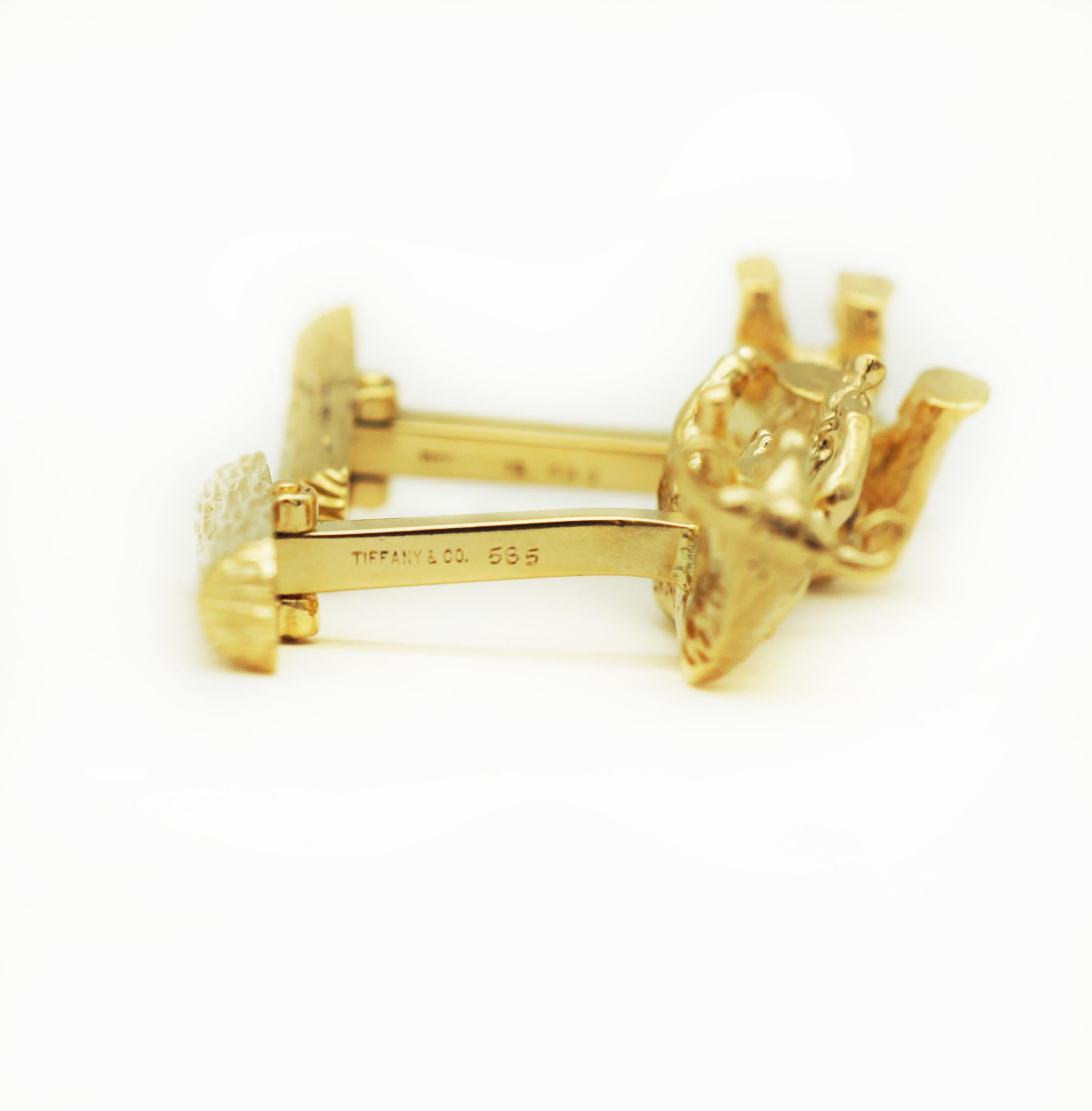 Gemelos de oso y toro Tiffany&Co. amarillo de 14k VIntage oldern en venta 2