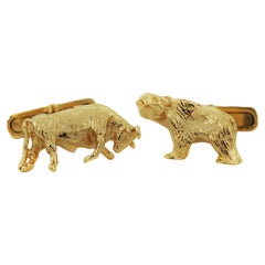 Tiffany&Co. 14k Yellow VIntage oldern Bear and Bull Cufflinks