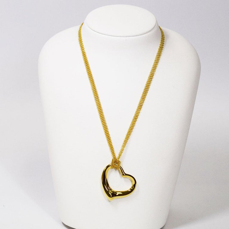 Tiffany and Co. 18 Karat Yellow Gold Open Heart Mesh Chain Necklace