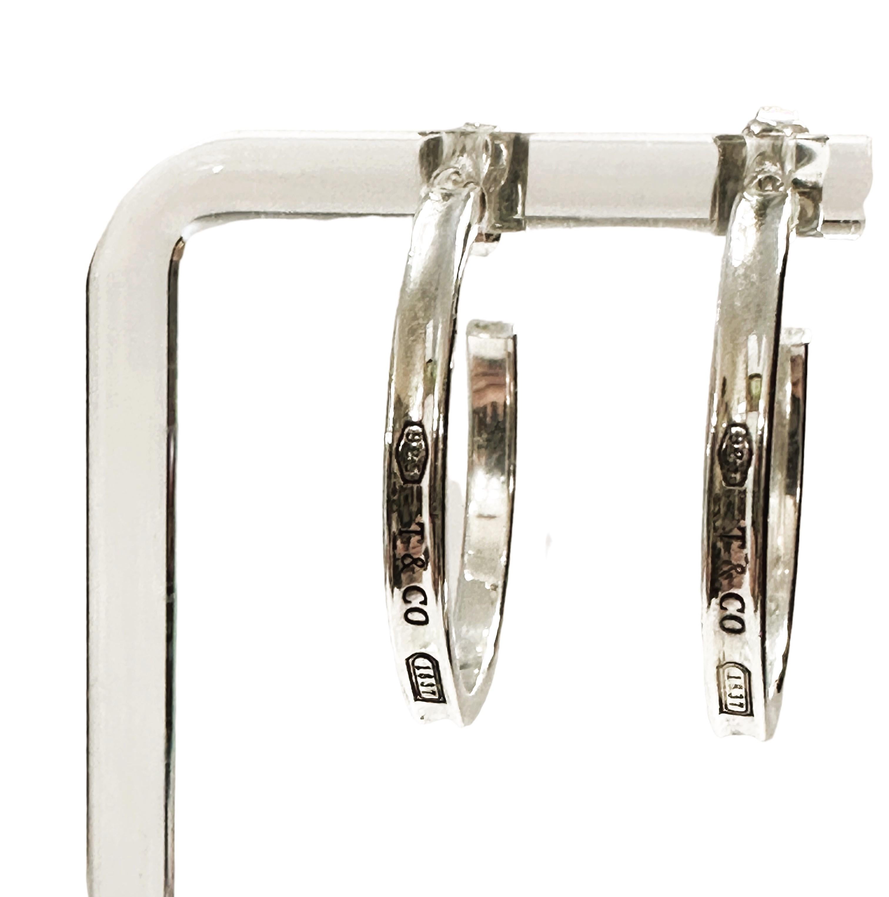 TIFFANY&Co. 1837 Large Narrow Hoop Earrings 925 6.5g Silver 1