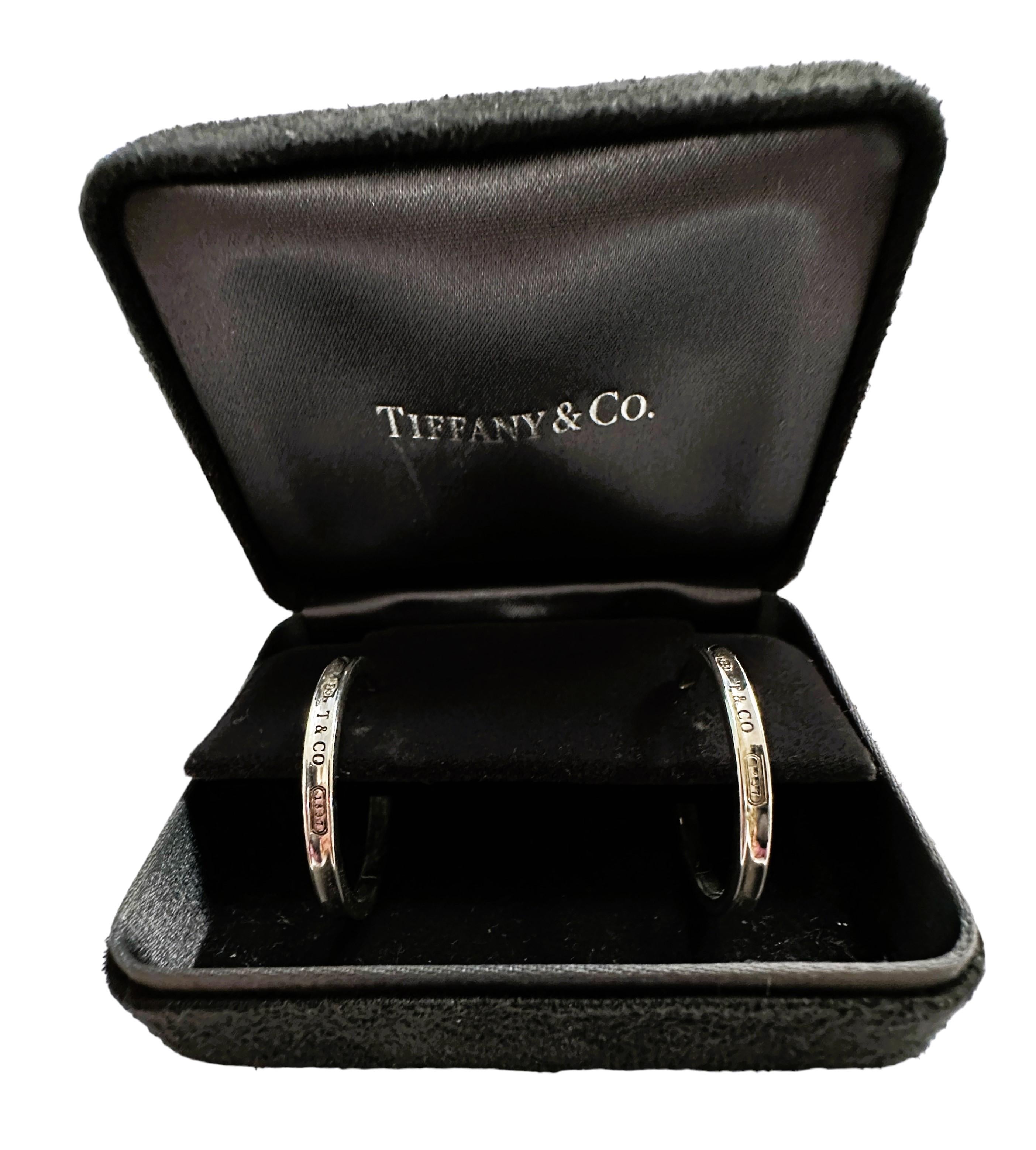 TIFFANY&Co. 1837 Large Narrow Hoop Earrings 925 6.5g Silver 2