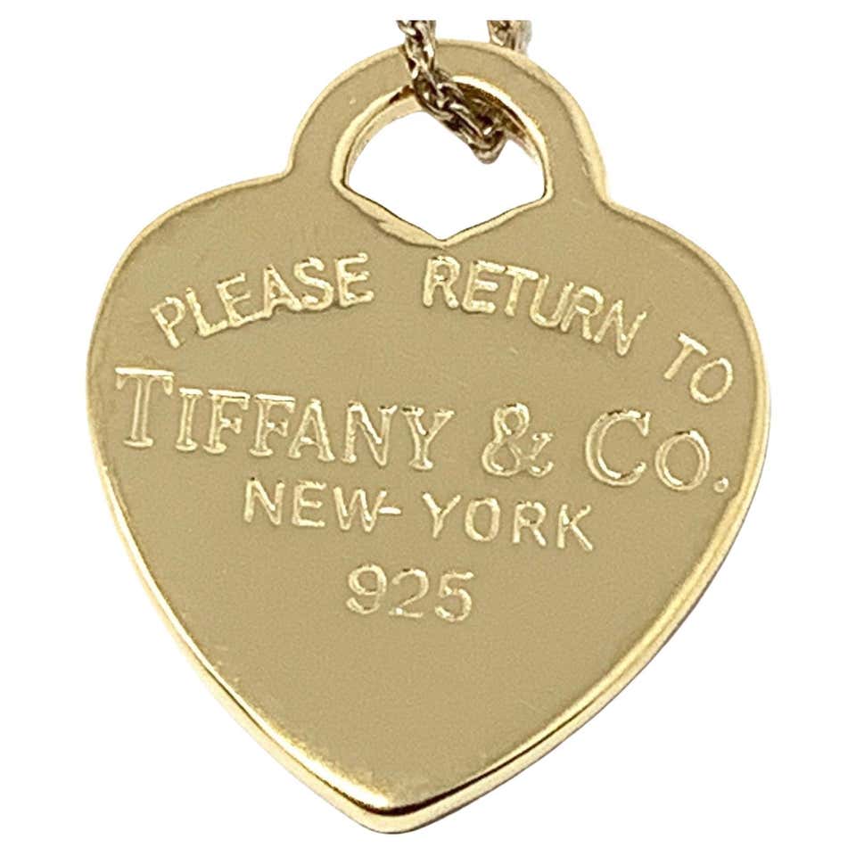 Tiffany and Co. 925 Silver Heart Charm Yellow Gold-Plated Bracelet For ...