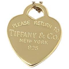 Tiffany & Co 925 Silver Heart Yellow Gold Plated Pendant