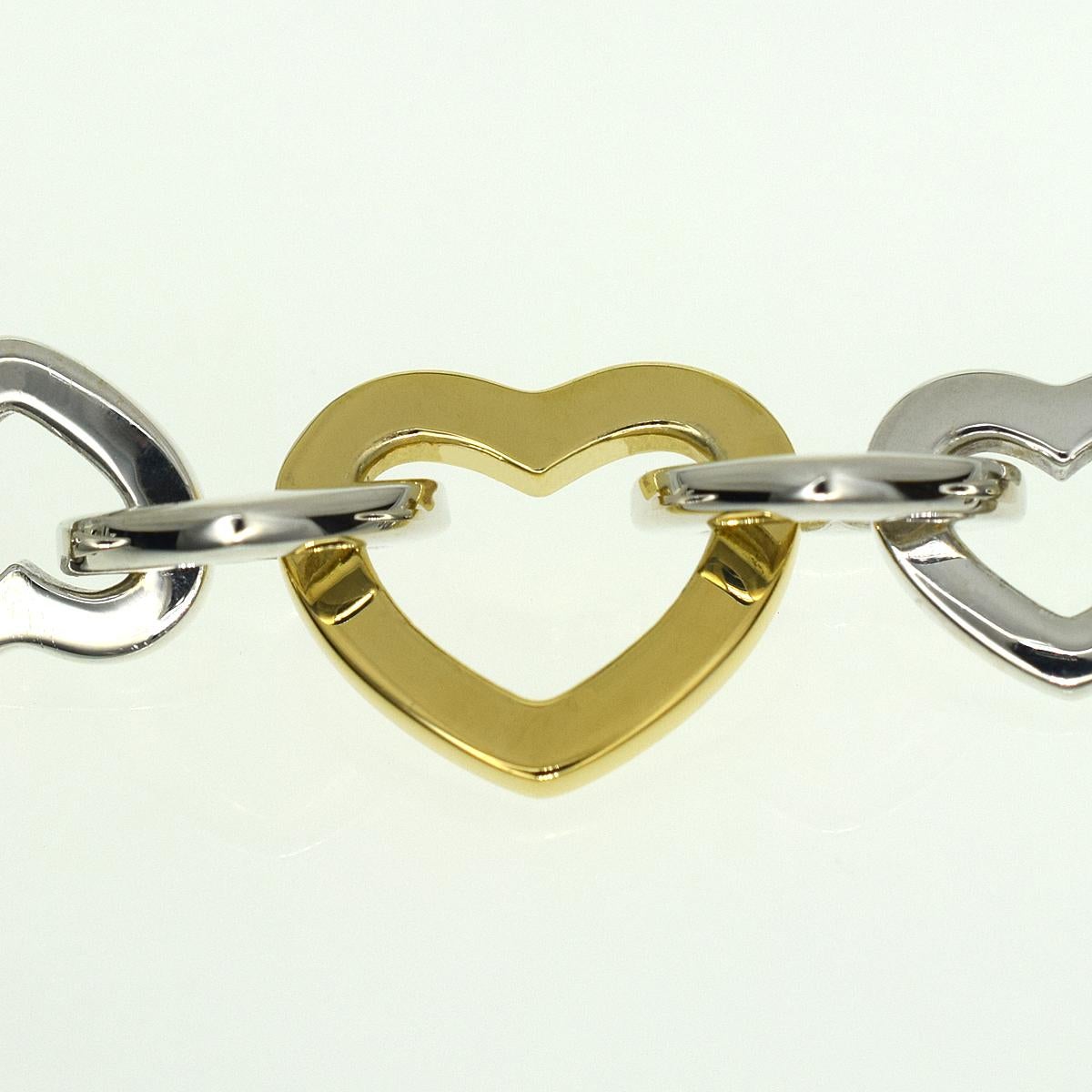 Women's Tiffany & Co. 925 Sterling Silver 18 Karat Yellow Gold Heart Link Bracelet