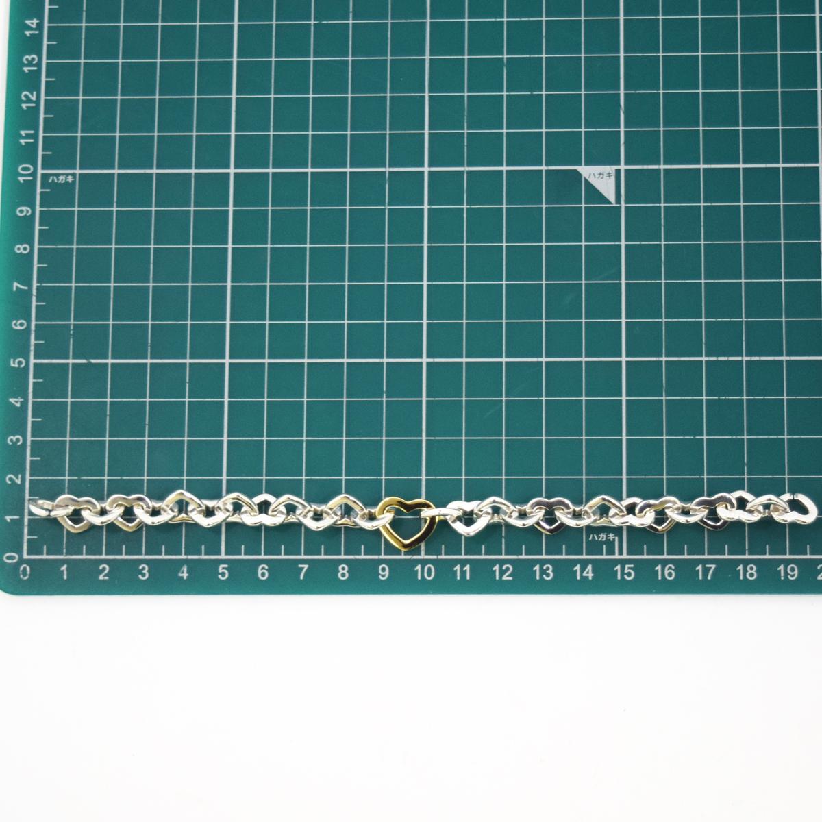 Tiffany & Co. 925 Sterling Silver 18 Karat Yellow Gold Heart Link Bracelet 2
