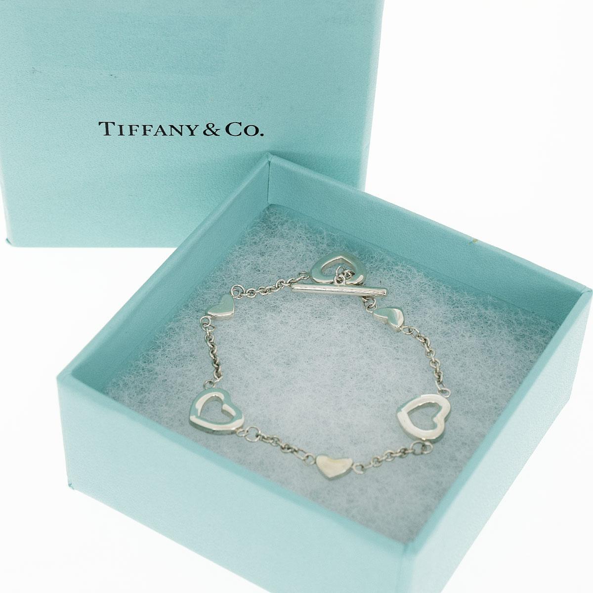 Women's Tiffany & Co. 925 Sterling Silver Heart Link Bracelet