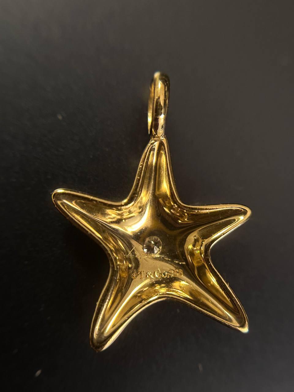 Tiffany&Co by Elsa Peretti Pendentif étoile en or jaune 18 carats vintage avec diamants en vente 5