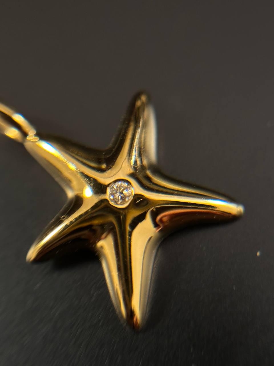 Tiffany&Co by Elsa Peretti Pendentif étoile en or jaune 18 carats vintage avec diamants en vente 2