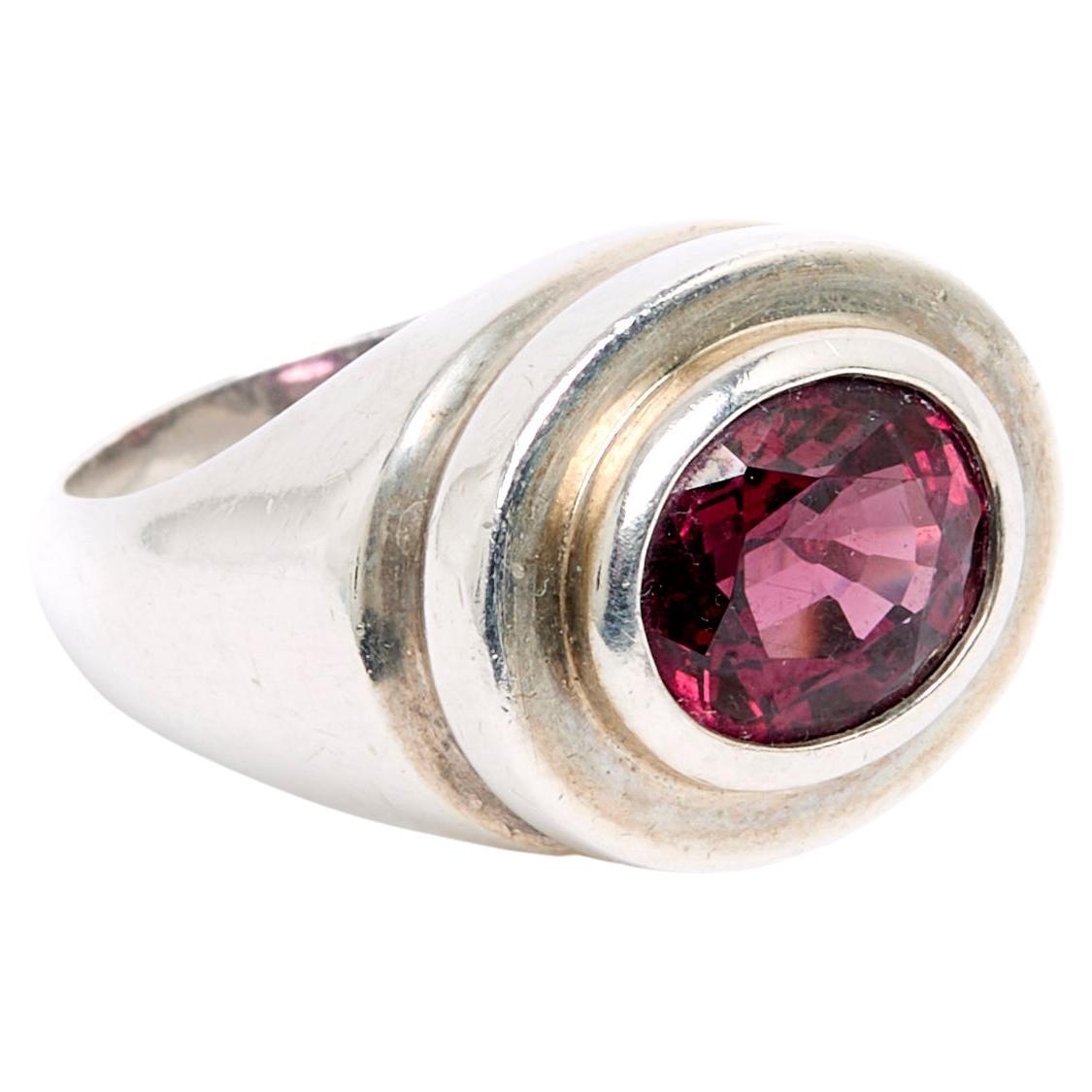 Tiffany&CO by Paloma Picasso Rhodolite and Silver Ring TDD51/52 US5 3/4 For Sale