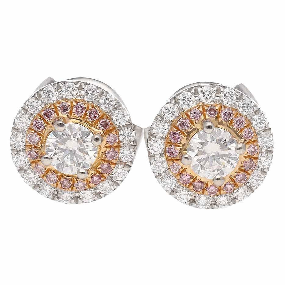 Round Cut TIFFANY&Co. Diamond 0.16ct/0.16ct Platinum 18K Pink Gold Soleste Studs Earrings For Sale