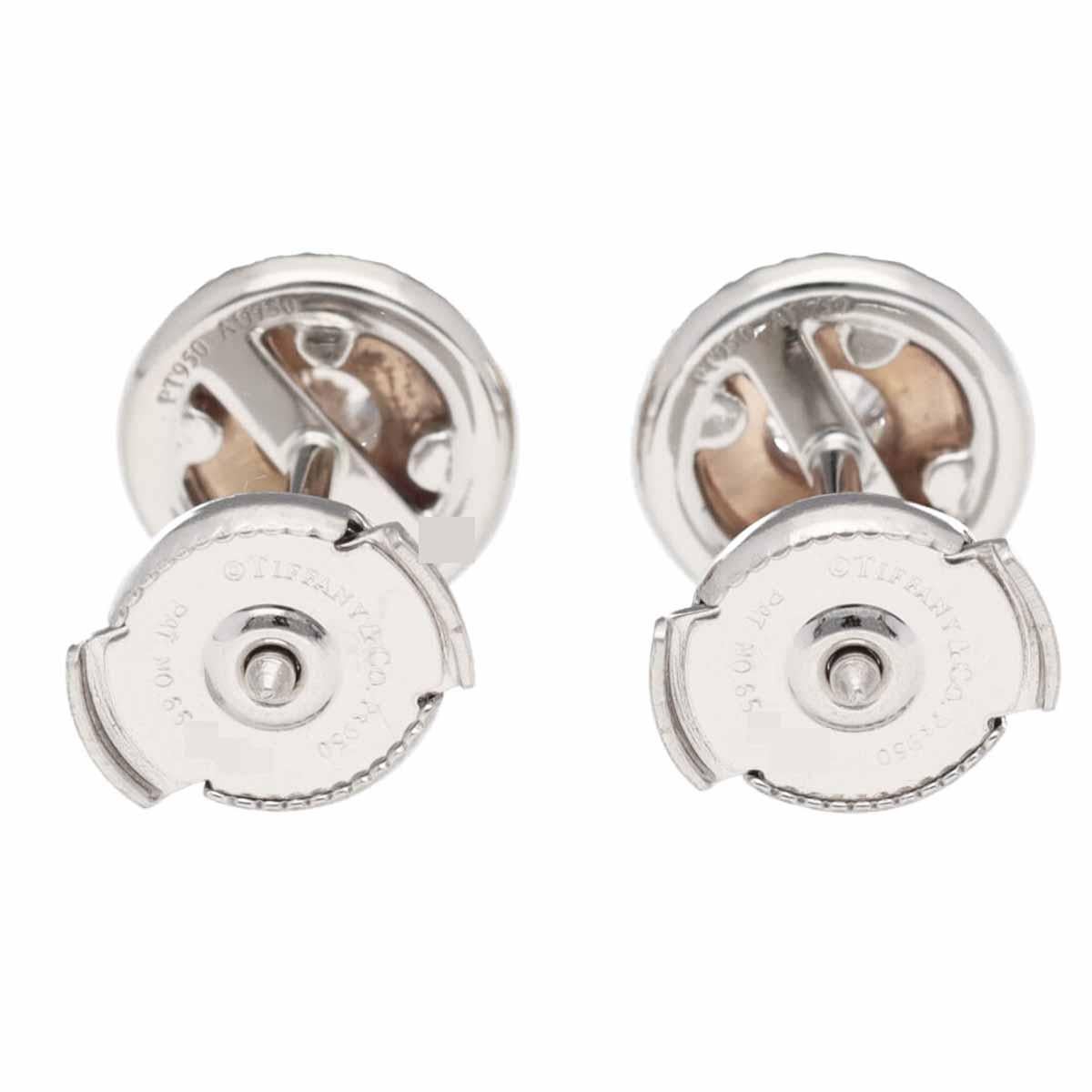 TIFFANY&Co. Diamond 0.16ct/0.16ct Platinum 18K Pink Gold Soleste Studs Earrings In Good Condition For Sale In Tokyo, JP