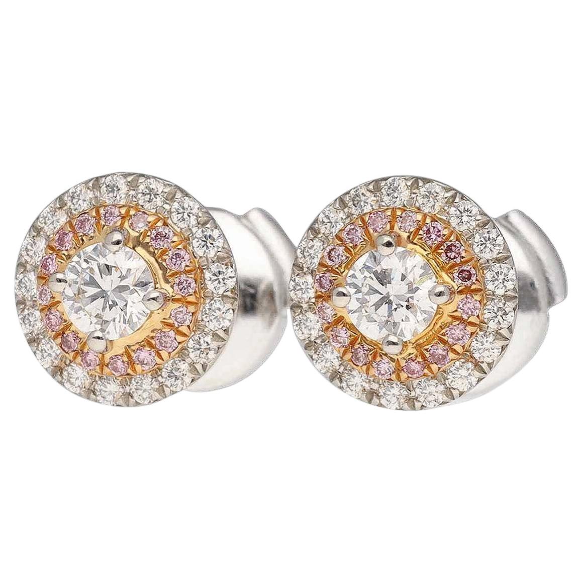 TIFFANY&Co. Diamond 0.16ct/0.16ct Platinum 18K Pink Gold Soleste Studs Earrings