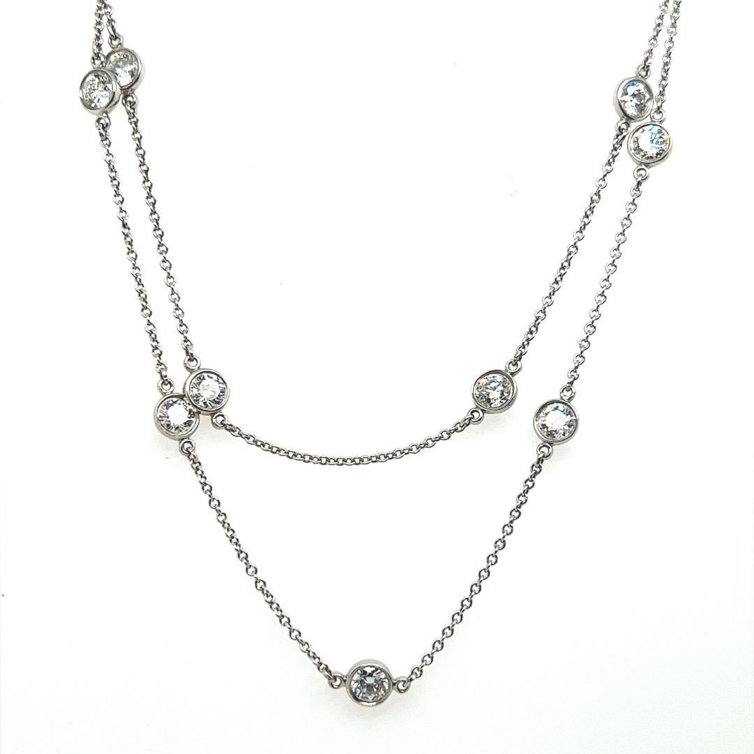 Tiffany&Co Elsa Peretti 2.5 Carat Natural Diamonds by the Yard Platinum Necklace For Sale 1