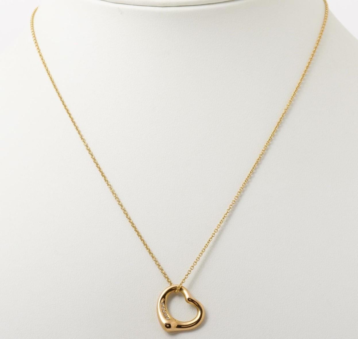 Tiffany&Co. Open Heart Necklace Pendant - 5PD  In Excellent Condition For Sale In Oyster Bay, NY