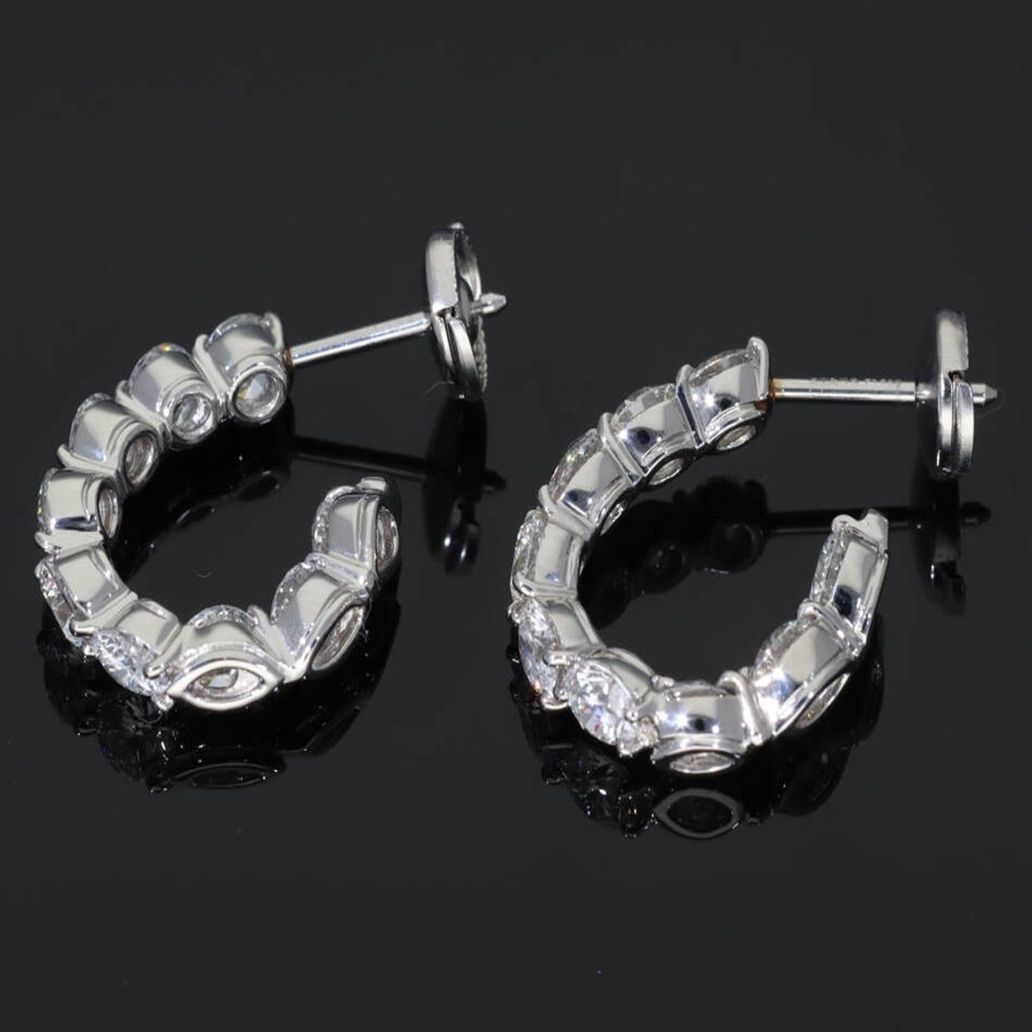 Tiffany & Co. Orecchini Inside Out Hoop Diamond 4.50ct in platino in vendita 7