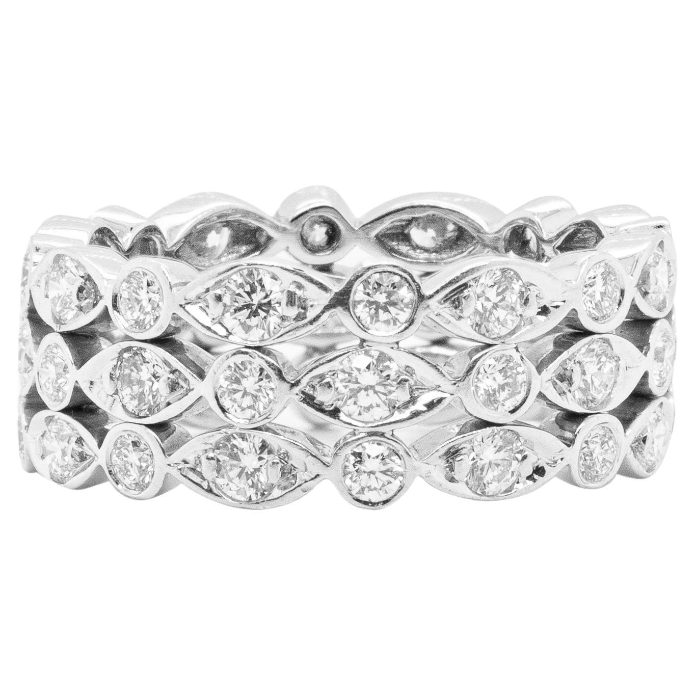 Tiffany&Co Jazz Three Row Diamond Platinum Eternity Band Ring