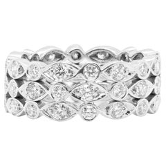 Tiffany&Co Jazz Three Row Diamond Platinum Eternity Band Ring