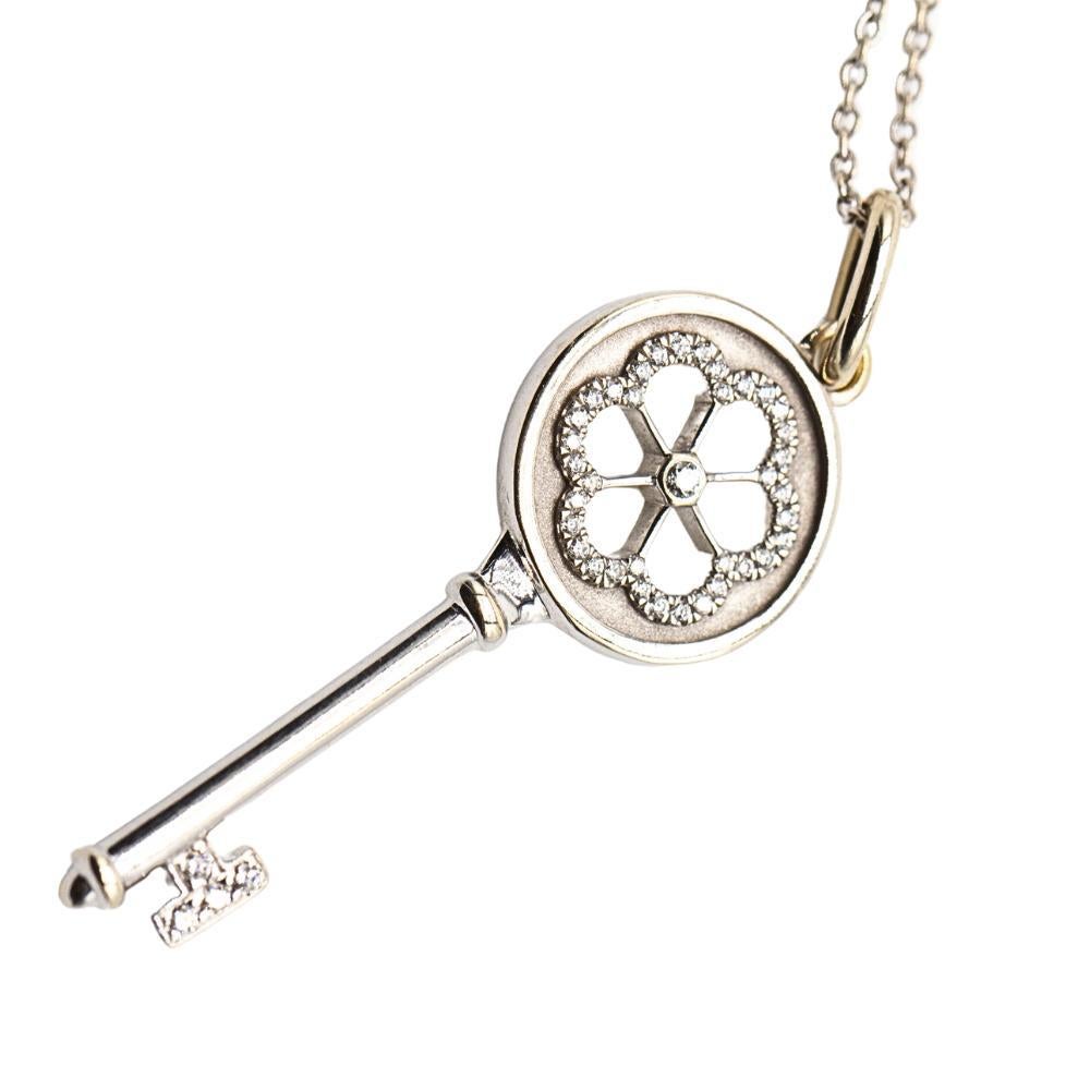 TIFFANY Necklace in White Gold for women : Diamonds in Brilliant cut : 18K White Gold : 4,55 grams.  Measures: 45cm length  Length key 4cm including ring, Width 1,2cm  Necklace in perfect condition  This item is delivered in its original box  Ref: