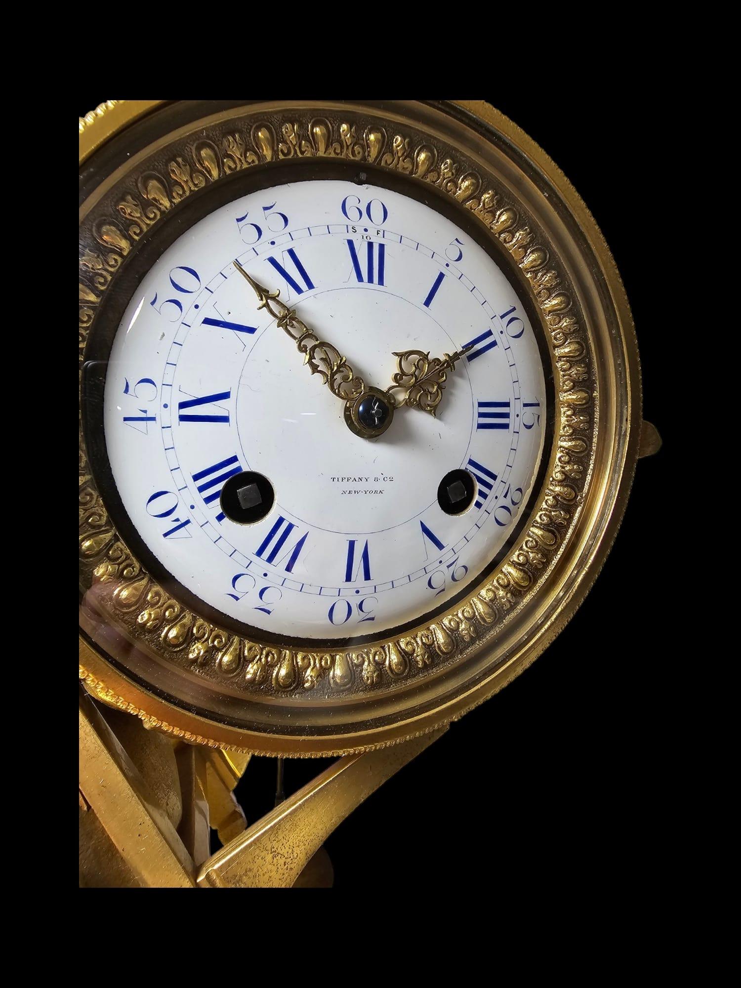 Tiffany&Co Mantel Clock “Le Portefaix” After Design By Jean-André Reiche For Sale 7