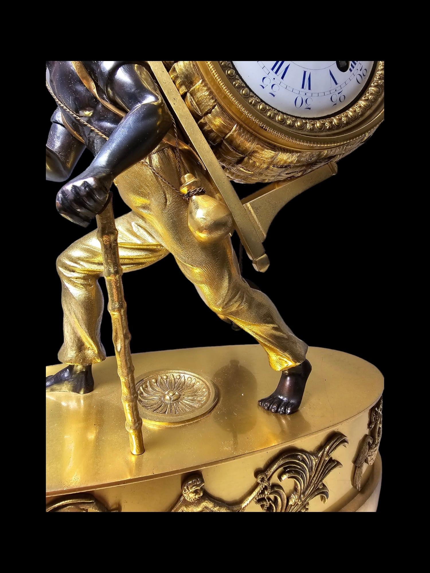 Tiffany&Co Mantel Clock “Le Portefaix” After Design By Jean-André Reiche For Sale 11