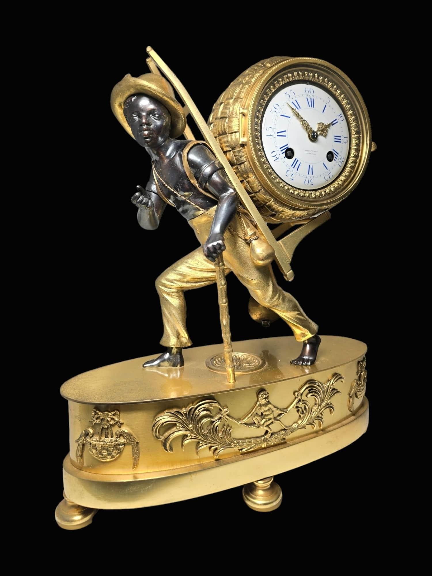 Tiffany&Co Mantel Clock “Le Portefaix” After Design By Jean-André Reiche For Sale 12