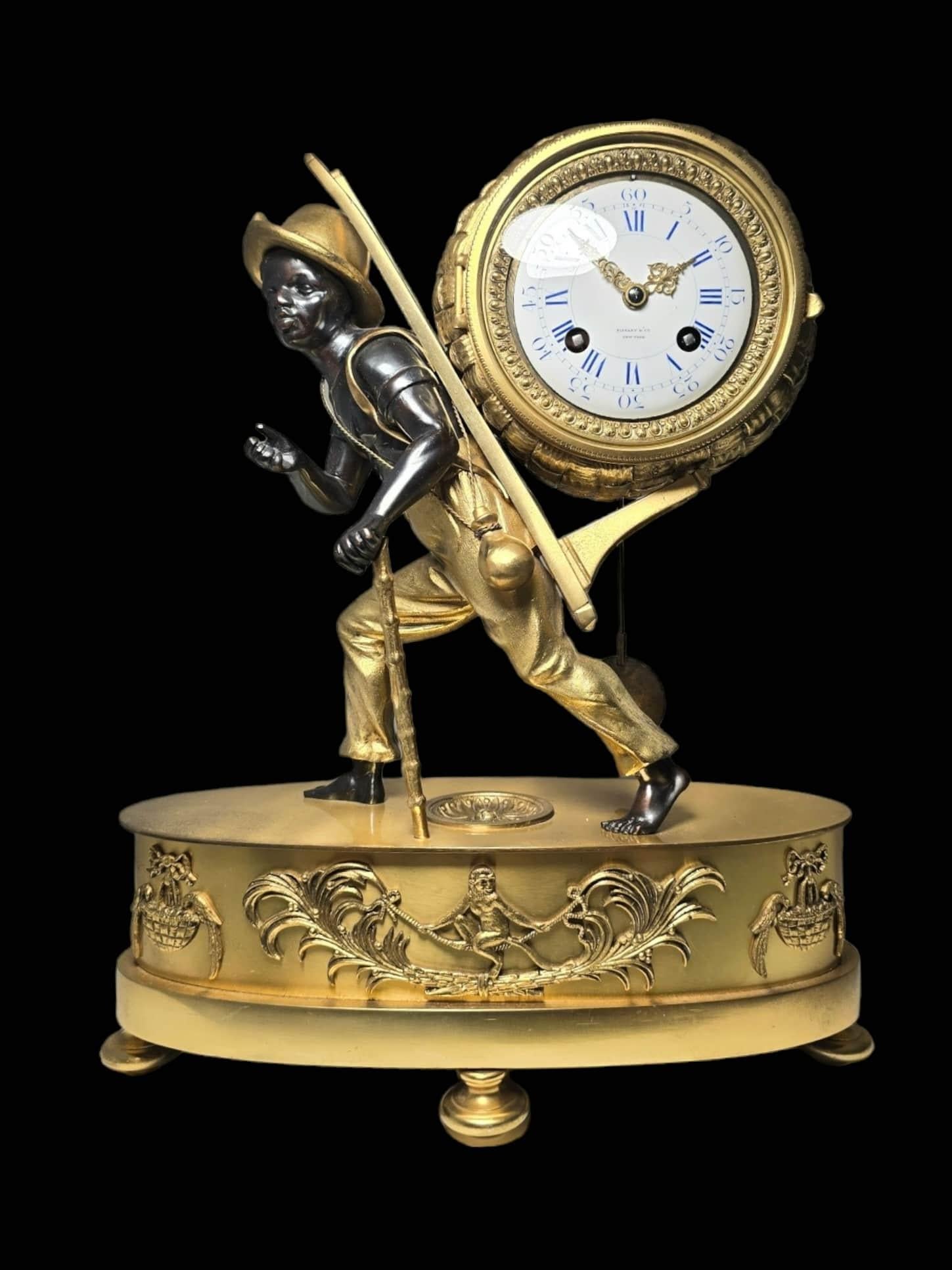 Tiffany&Co Mantel Clock “Le Portefaix” After Design By Jean-André Reiche For Sale 13