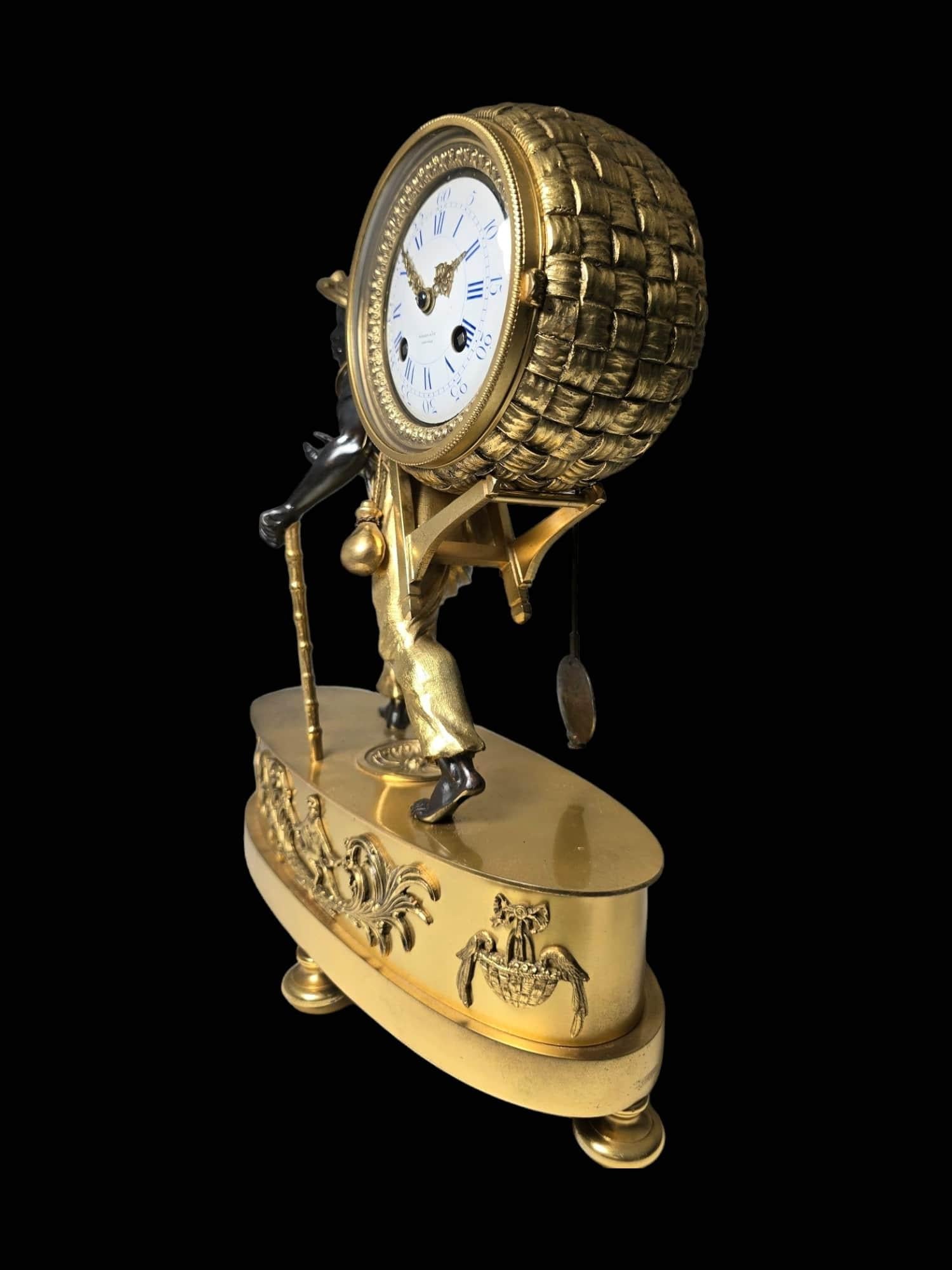 Tiffany&Co Mantel Clock “Le Portefaix” After Design By Jean-André Reiche For Sale 1