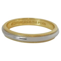 Tiffany & Co. Zweifarbiger Milgrain-Gold-Ring aus Gelb- und Platin