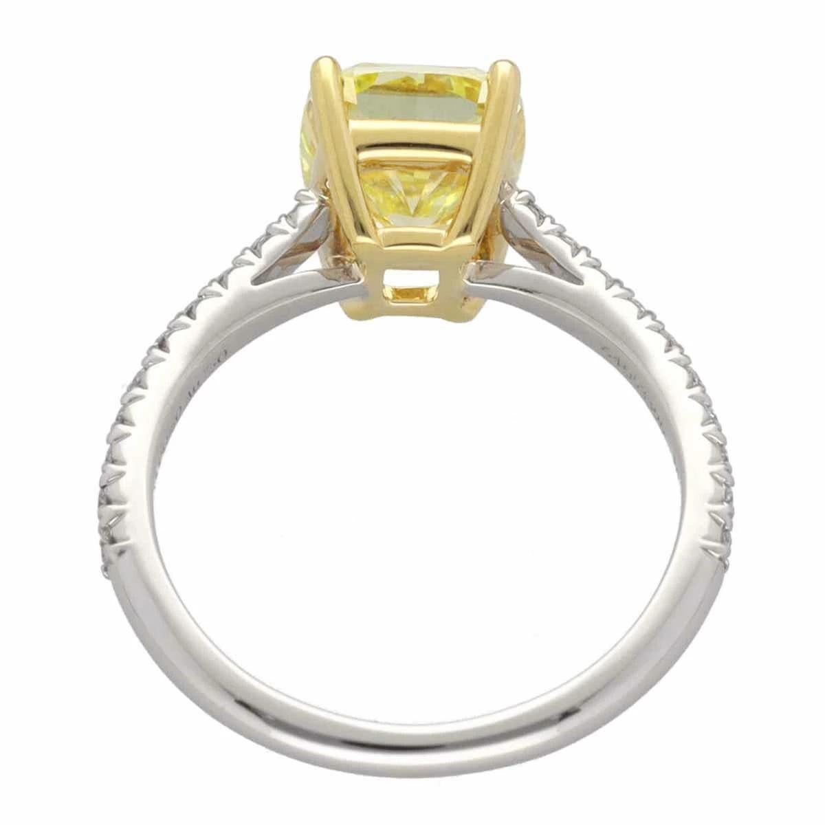 Taille carrée TIFFANY&Co. Novo Bague en platine avec diamant jaune 1,76ct FIY-VVS2-Ex US 4 1/4 en vente
