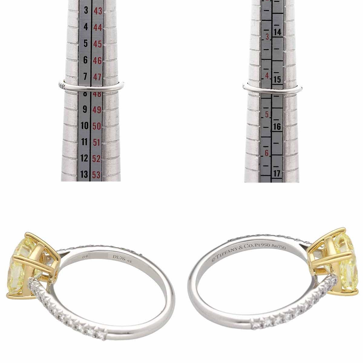 TIFFANY&Co. Novo Bague en platine avec diamant jaune 1,76ct FIY-VVS2-Ex US 4 1/4 Bon état - En vente à Tokyo, JP