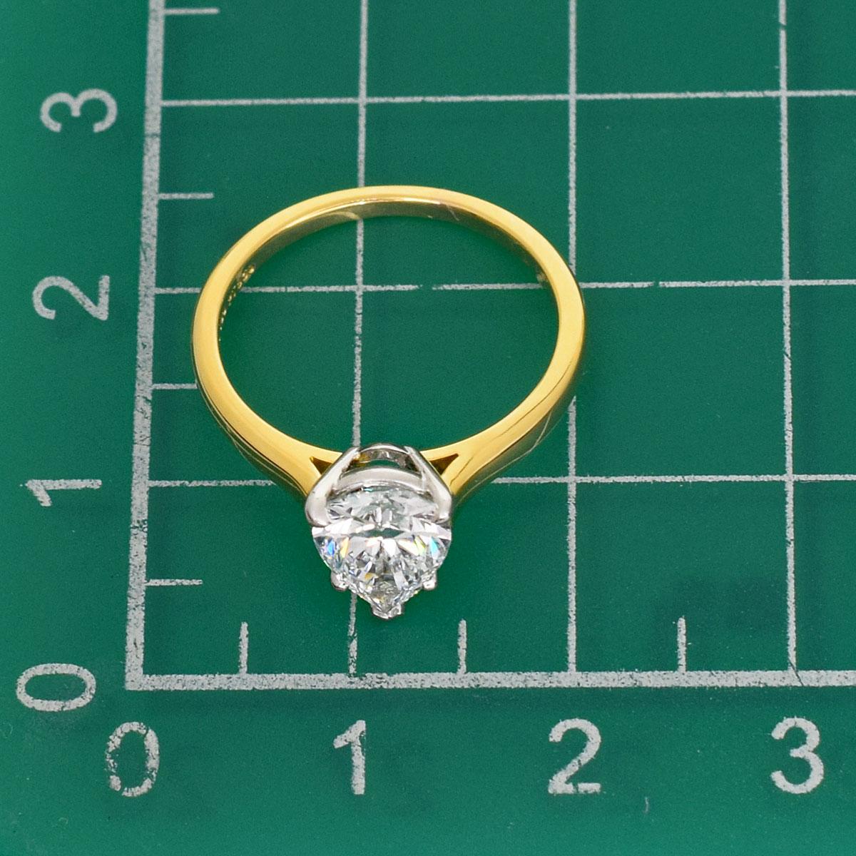 Tiffany & Co. Pear Shape 1.26 Ct Diamond 18k Yellow Gold Platinum Solitaire Ring In Good Condition For Sale In Tokyo, JP