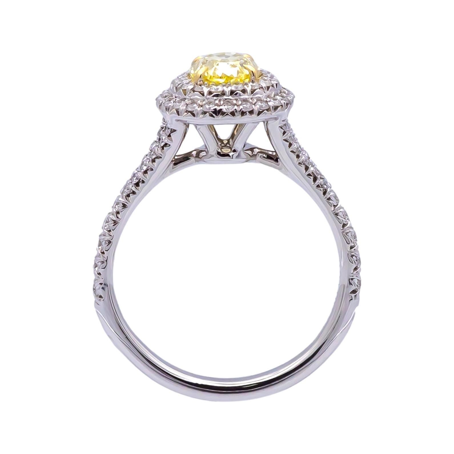 Modern Tiffany&Co Plat Soleste Fancy Intense Yellow Oval Diamond Engagement Ring 1.46TW