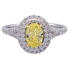 Tiffany&Co Plat Soleste Fancy Intense Yellow Oval Diamond Engagement Ring 1.46TW