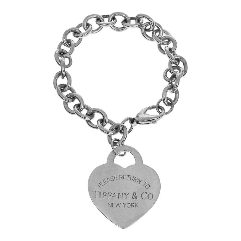 Tiffany and Co. Return to Tiffany Heart Charm Chain Silver Bracelet ...