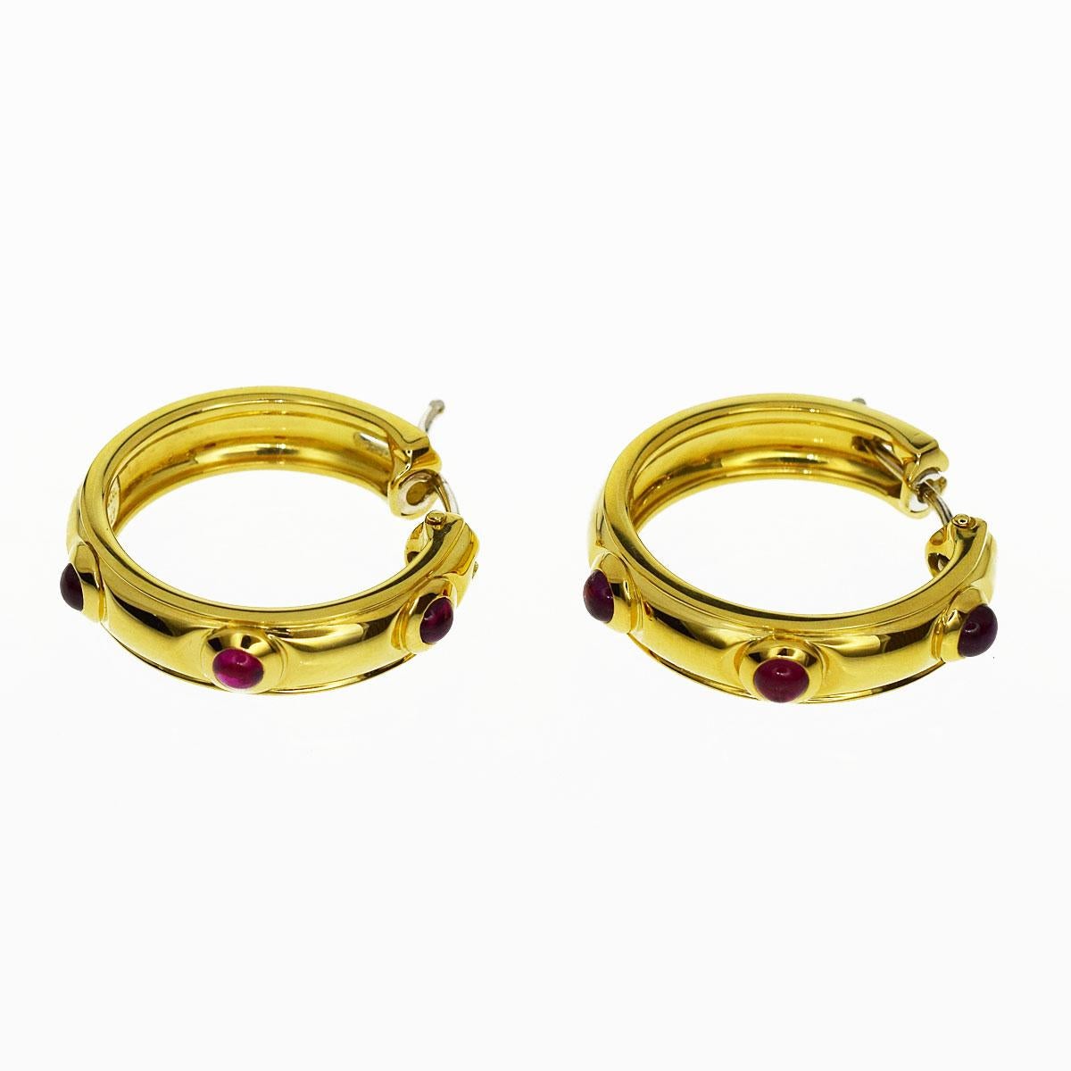 Brand:TIFFANY&Co.
Name:Ruby Gold Studs Earrings
Material: 6P ruby, 750 K18 YG Yellow Gold
Weight: 11.6g (Pair)
Size:H22.82mm×W5.23mm / 0.89