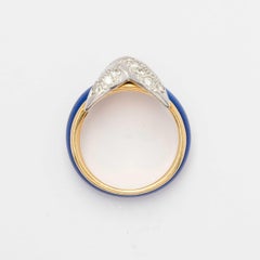 Tiffany&Co. Schlumberger Ring in 18ct Gold, Platinum and Blue Enamel with Diamon