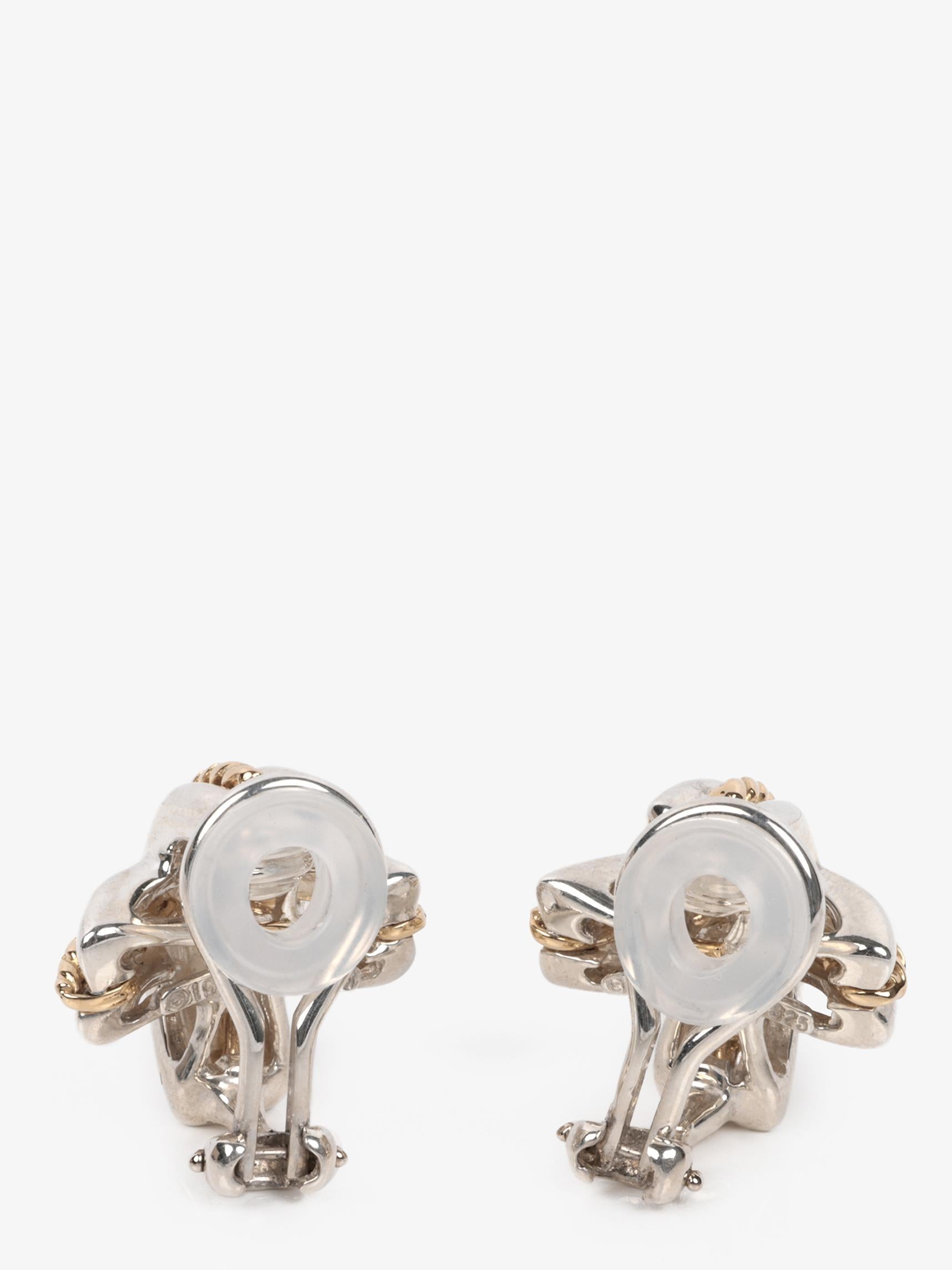 Femenino o masculino Tiffany & Co. Pendientes de clip Signature Vintage de plata de ley y oro amarillo de 18 ct en venta