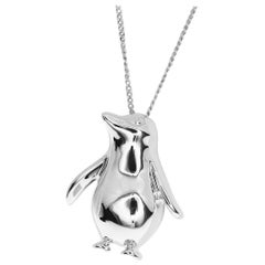 Tiffany & Co. Sterling 925 Silver Penguin Motif Pendant Necklace