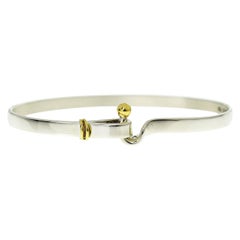 Tiffany & Co. Sterling Silver 18 Karat Yellow Gold Hook and Eye Bangle Bracelet