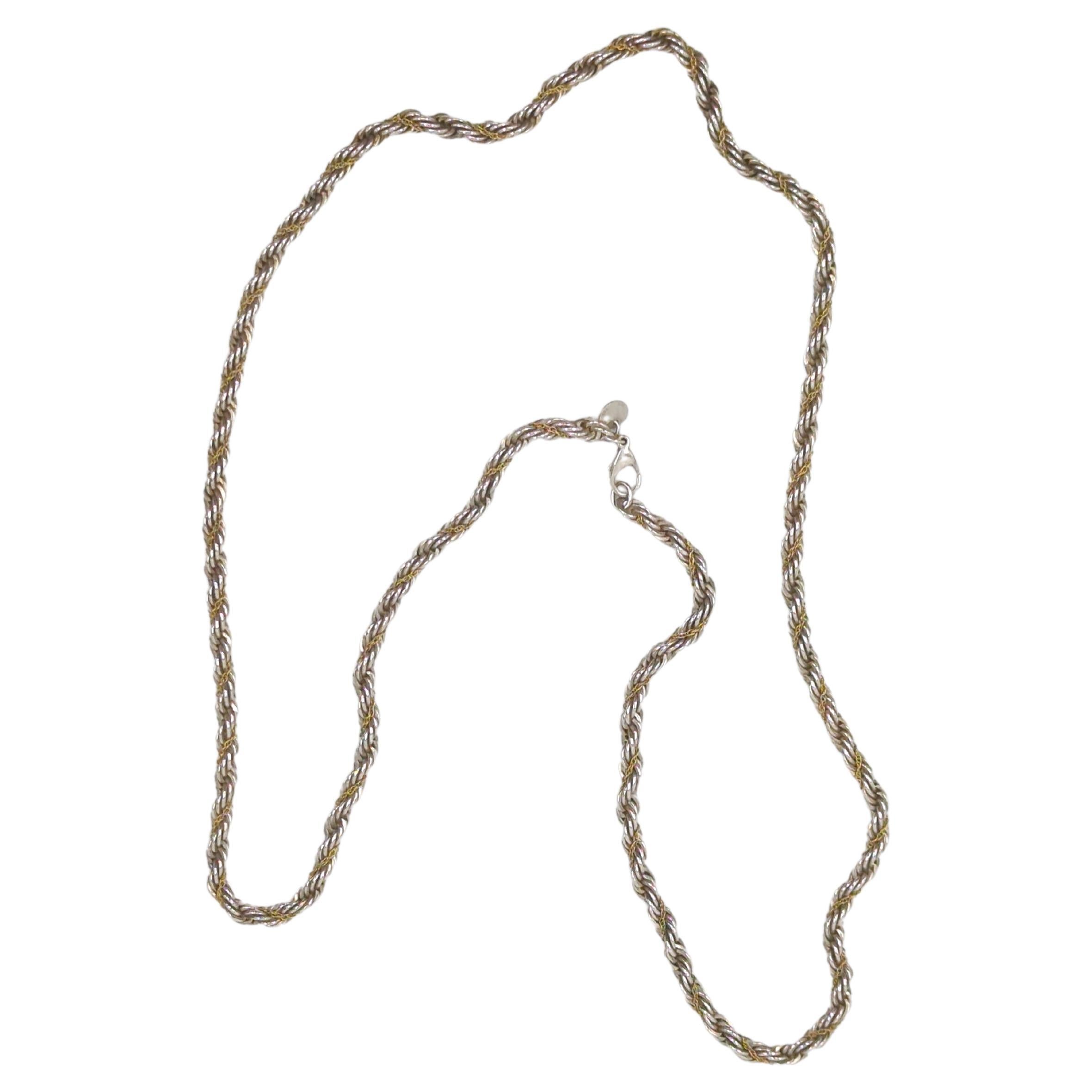 Women's or Men's Tiffany&Co. Sterling Silver 925/18K Yellow Gold 750 Rope Chain Necklace 5mm 30