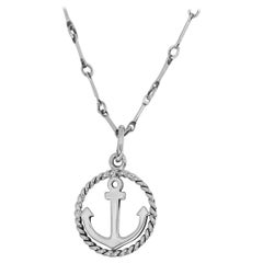 Tiffany & Co. Sterling Silver Anchor Motif Pendant Necklace