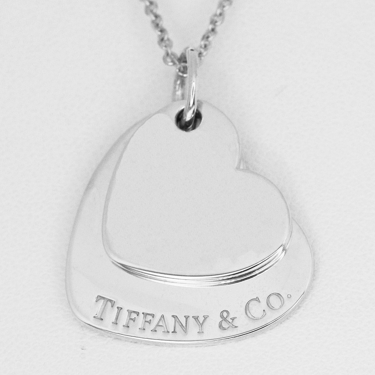 Brand:TIFFANY&Co. 
Name:Double Heart Tag Pendant Necklace
Material :925 SV Sterling Silver
Comes with:Tiffany Pouch
Necklace length(inch):42cm / 16.53