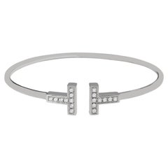 Tiffany & Co. T-Wire 18k White Gold Diamonds Bracelet, Medium Size