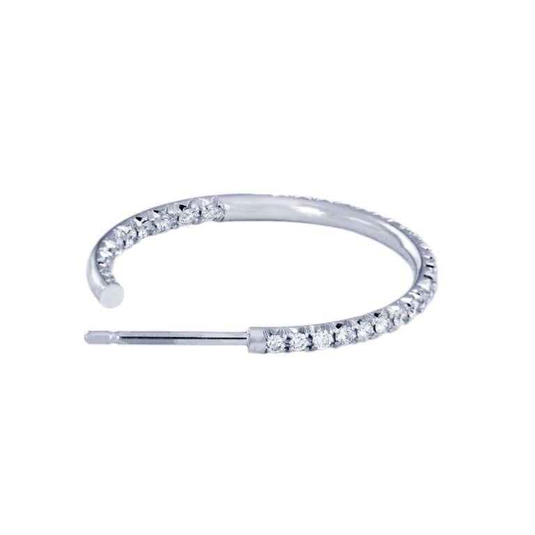 Tiffany and Co. White Gold Metro Hoop Earrings with Diamonds at 1stDibs