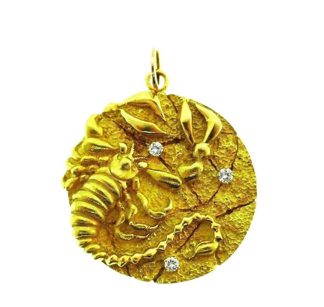 Tiffany & Co. Yellow Gold Diamond Astrological Zodiac Scorpio Pendant In Excellent Condition In Beverly Hills, CA