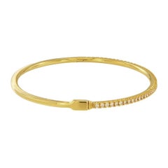 Tiffany&Co. Yellow Gold METRO Diamond Hinged Bangle Medium size
