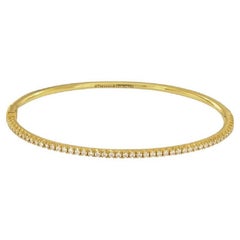 Tiffany&Co. Yellow Gold METRO Diamond Hinged Bangle Medium size