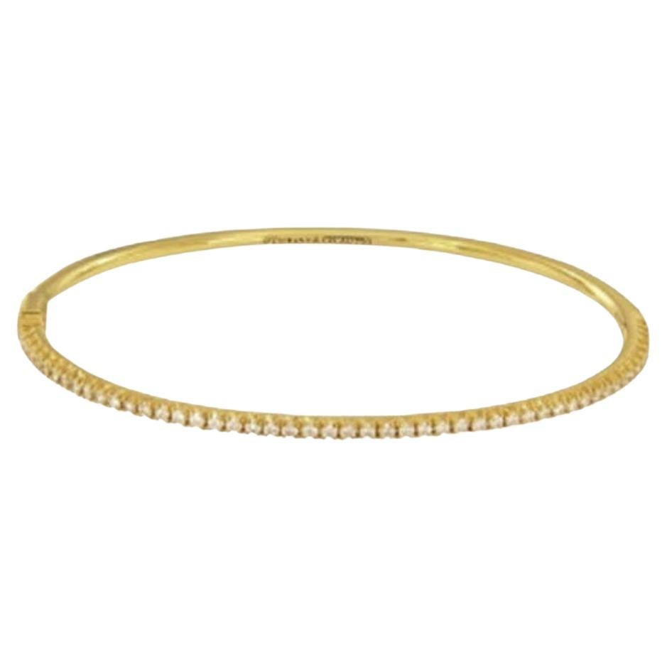 Tiffany&Co. Yellow Gold METRO Diamond Hinged Bangle Medium size