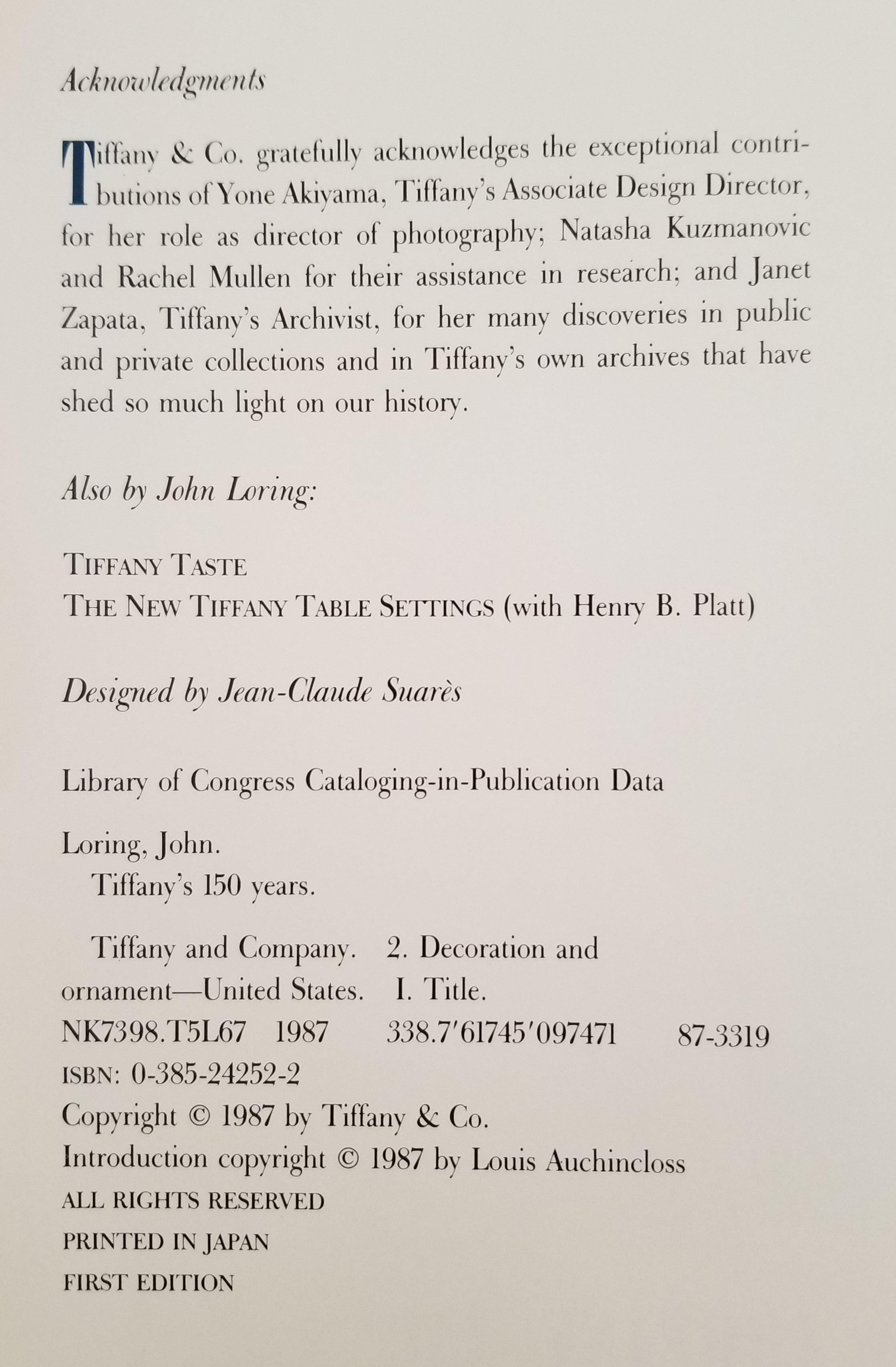 Fin du 20e siècle Les 150 ans de Tiffany's par John Loring, première édition, 1987 en vente