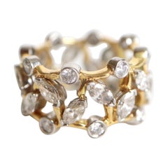 Tiffany's & Co. Gold and Platinum Alliance Ring 16 Shuttle Diamonds 0.8 Carat
